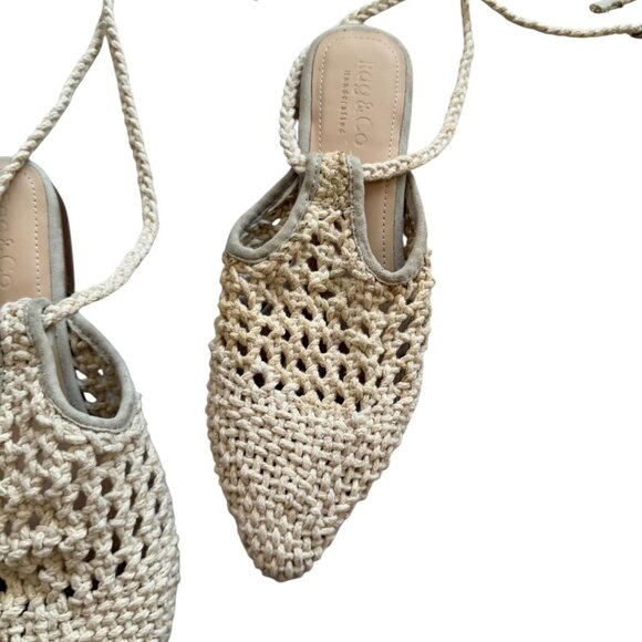 RAG & CO Cream Woven Lace Up Flats Sandals Size US 8 - Picture 6 of 8